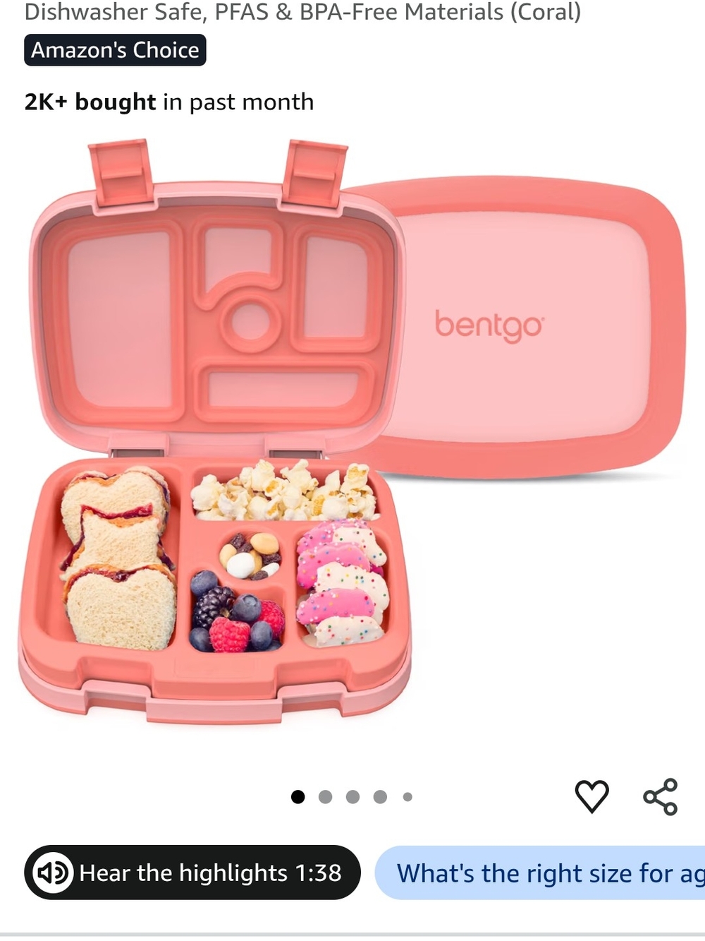 Bentgo Kids Bento Lunchbox in Coral Pink